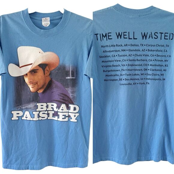 Anvil Other - Vintage Y2K Brad Paisley Time Well Wasted Crewneck Tee Shirt Top Size S Small